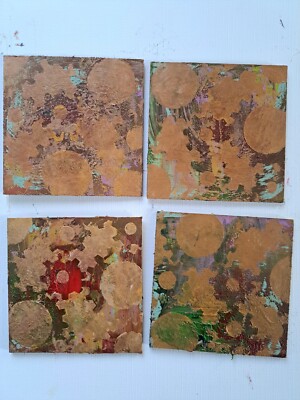 Handgefertigte Orignal Art Holz Untersetzer 4er Set #5