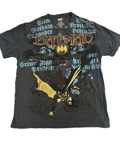 Batman Grunge Y2K Design - Large DC Comic - Graffiti Design Skull Black + Gold