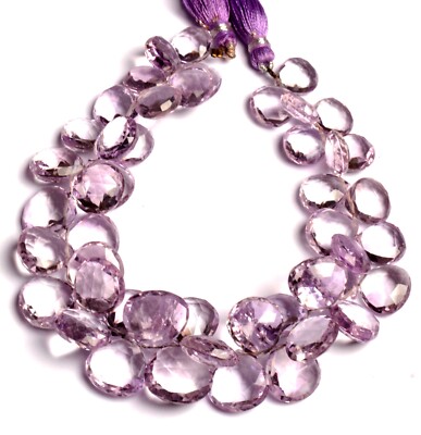 Natural Gem Amethyst 10 to 13 mm Faceted Heart Beads 9.5'' Strand