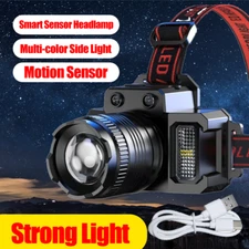 Rechargeable 9900000LM Motion Sensor Headlight 5 Modes LED Headlamp Flashlight