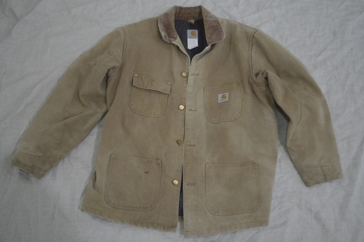 MENS 44 - Vtg Carhartt C01 Chore Duck Blanket Lined Coat Jacket