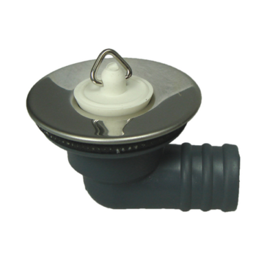 Caravan/Motorhome/Boat 3/4" (25mm) Angled Sink Waste Outlet & Plug - Brass Fitting