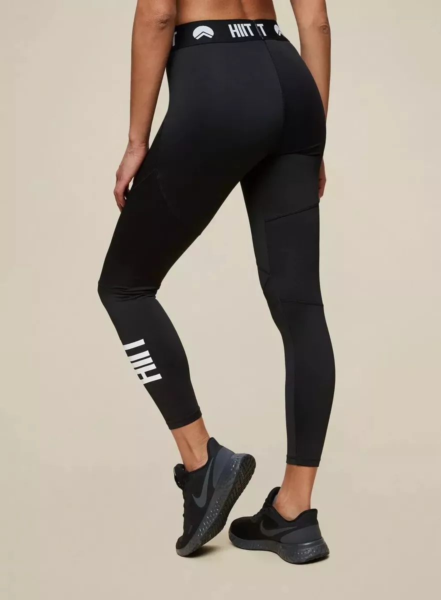 Womens HIIT Black Essential Branded Gym Legging Compression Sports Bottoms  XS-XL