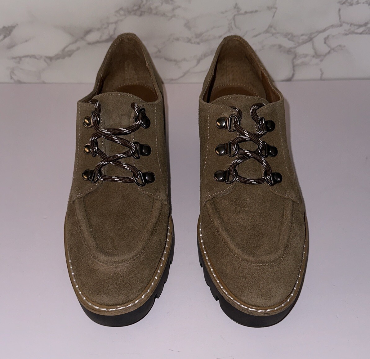 SAOLA Scarpe Donald Pliner donna 6 5 M Evans scamosciate plateau suola a strappo stringate Oxford