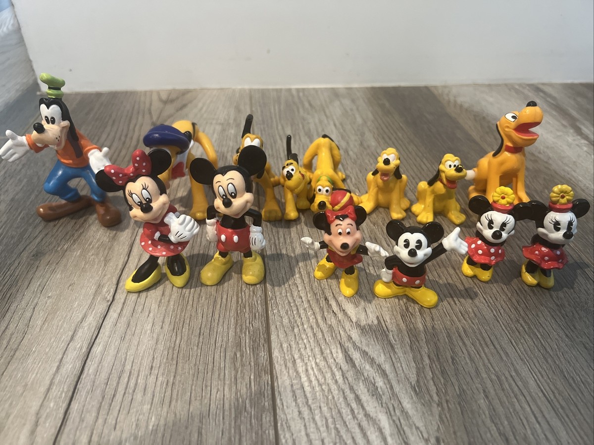 Lot Of Walt Disney Mickey & Minnie Mouse Pluto Figures. 14 VINTAGE
