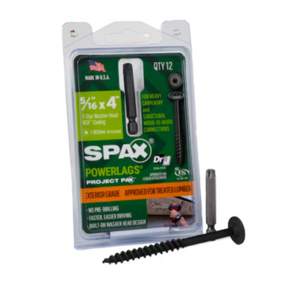 SPAX 5/16-in x 4-in Black Coated Washer-Head Exterior Structural Screws 12 Pack