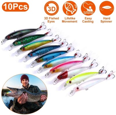 10PCS Minnow Fishing Lures Set - Crankbaits & Jerkbaits For Bass, Trout, Walleye