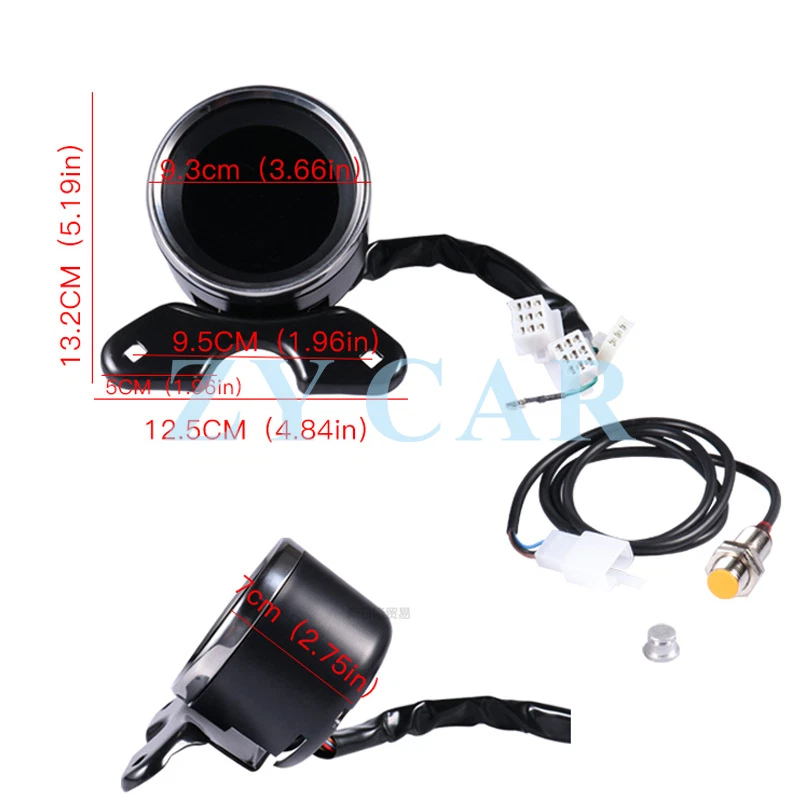 Odometer Speedometer Tachometer Fuel Gauge Universal 12V Motorcycle LCD Digital Foto 3 de 4