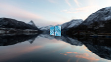 Landscape windows 10 abstract norway logo nature Custom Gaming Mat Desk