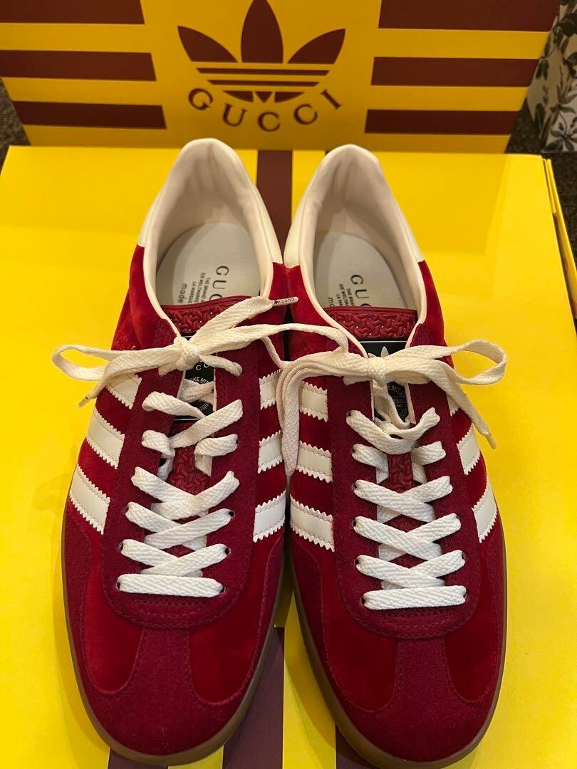 GUCCI x adidas GAZELLE Suede Sneakers Red Size US 9 Made in Italy