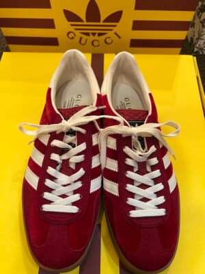 GUCCI x adidas GAZELLE Suede Sneakers Red Size US 9 Made in Italy