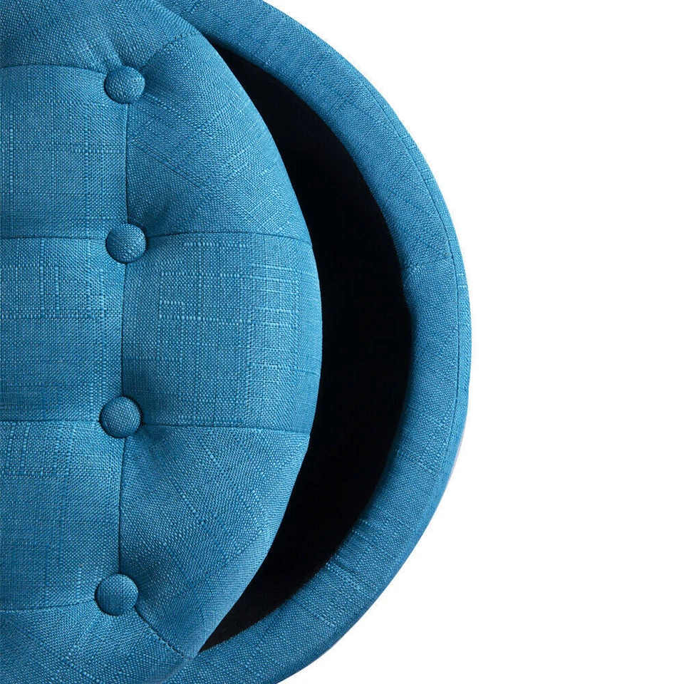 Large Round Storage Ottoman Square PU Leather Vanity Stool Home Footrest Table - Image 4 of 4