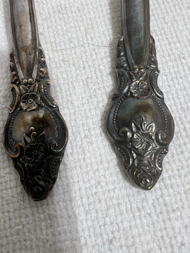 Set 6 PEZZI Cucchiaini da Tè Melchior Piatto Argento Vintage URSS Russo Europeo Box - Foto 3 di 7