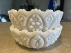 2 Vintage Smith White Milk Glass Candy Nut Trinket  Bowls  Arch Cane Star Design