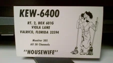CB radio QSL postcard maid cleaning lady comic Lane family 1970s Valrico Florida
