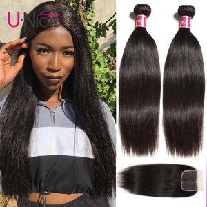 Unice Straight Hair 2 Bundles Hair With Lace Closure Virgin