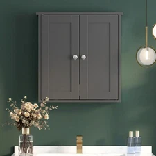 Wall-Mounted Bathroom Storage Shelf & Medicine Cabinet Organizer Black