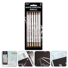 6Pcs Pencils White Chalk Pencils Artist Drawing Pencil Eraser Pencils Sketch