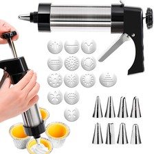 Edelstahl Gebäckpresse Teigpresse Keks Teig Presse Spritze verschiedene Aufsätze