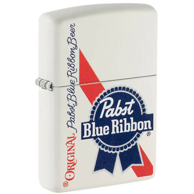 Zippo Windproof Lighter Pabst Blue Ribbon Design with Bold Red