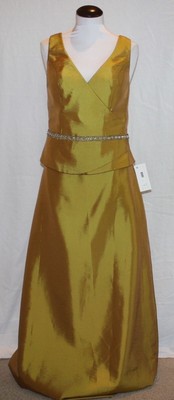 P.C. Marys Mother of Bride Formal Bridesmaid Top Skirt Shawl Purse 12 Gold NEW