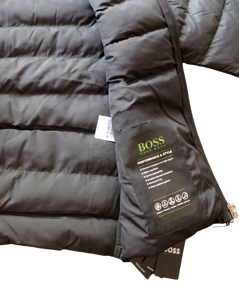 WINTER SALE!!! HUGO BOSS MEN BLACK QUILTED COLLARED PUFFER JACKET SIDE