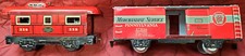 2 Vintage Red Marx Tin Lithograph O Scale Mar Lines Train Cars Pennsylvania 556