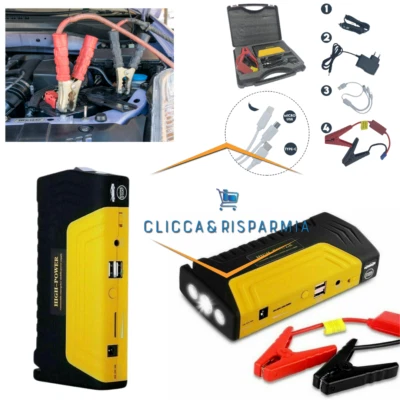 JUMP STARTER AVVIATORE AUTO FURGONE BATTERIA EMERGENZA BOOSTER CARICABATTERIA