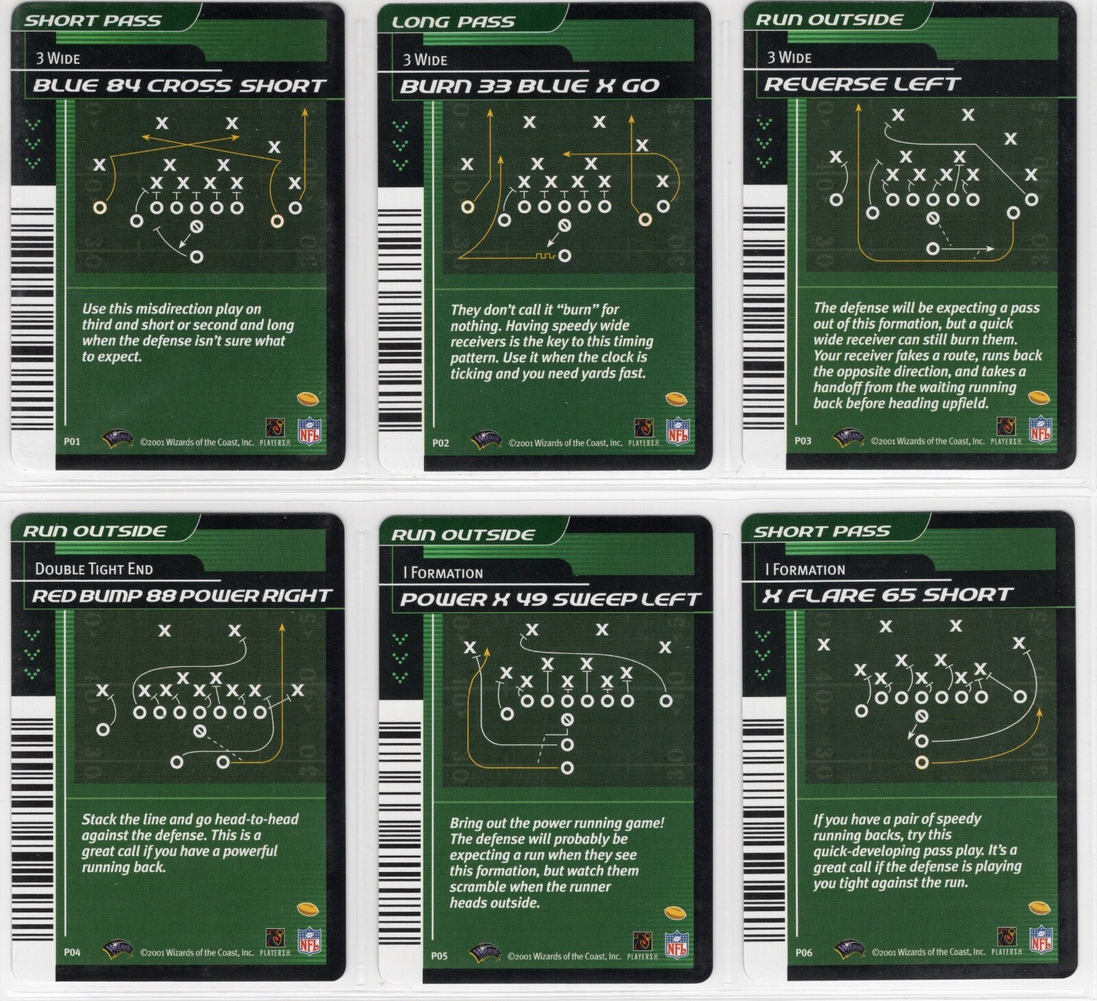 2001 - 2002 NFL Showdown 1st & Goal - Plays and Strategy (Pick Your Cards) NM-MT