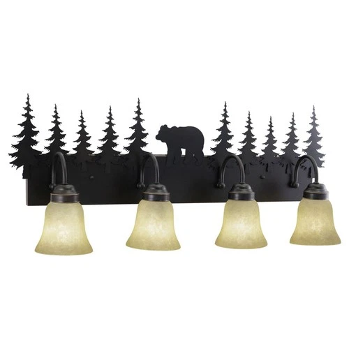 Bozeman 4-Light Bathroom Light in Rustic Style 14 Inches Tall and 33 Inches Wide - Picture 1 of 4