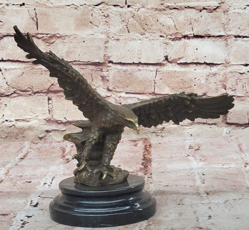 Bird of Prey Americana Bronze Eagle Sculpture Austria Art Deco Marble Artwork - Picture 3 of 10