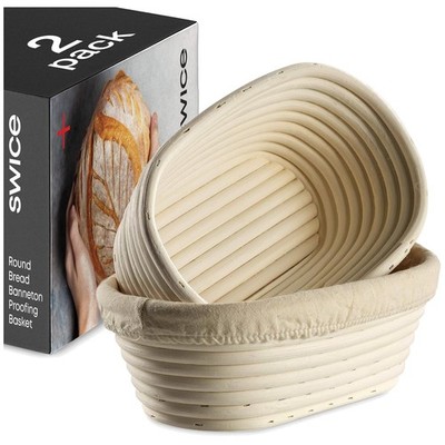 Bread Banneton Proofing Basket [Set of 2] Oval 10X6 Inch Sourdough Rising Basket