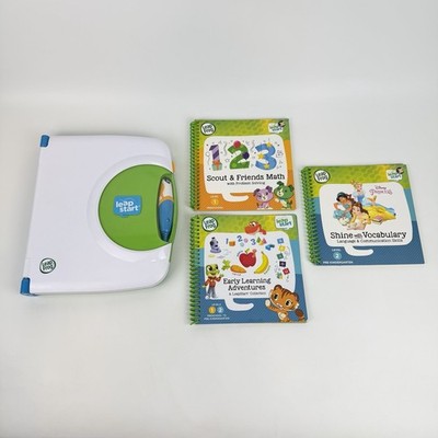 Leap Frog Leap Start Learning System + 3 Books Lot Disney Princess White Green