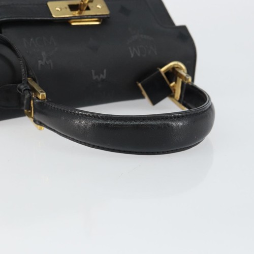 MCM Vicetos Logogram Hand Bag PVC Black Gold Auth 145191 - Picture 7 of 24