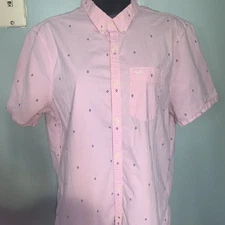 Hollister Men's Pink Epic Flex Button down, Short Sleeve Large