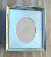 Ornate Picture Frame Silvertone Oval Metal Mat Mini 3" X 2.5" Easel Back