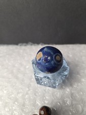 Large Antique Bennington Blue Glazed Clay Marble 1.17-1.2" 30mm