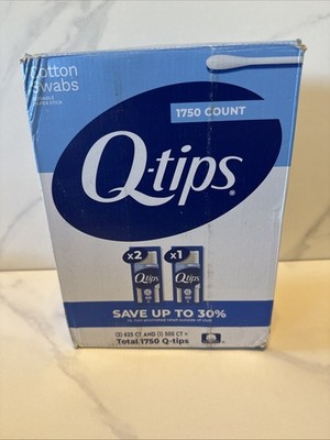 Q-tips ~ 1750 Count Cotton Swabs ~ 2x 625 and 1x 500 Durable Paper Stick Sealed