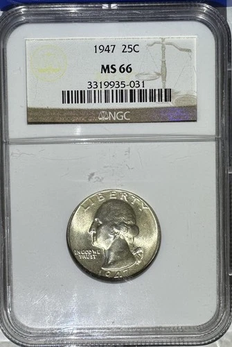 1947 Washington Quarter Dollar .25c NGC MS66