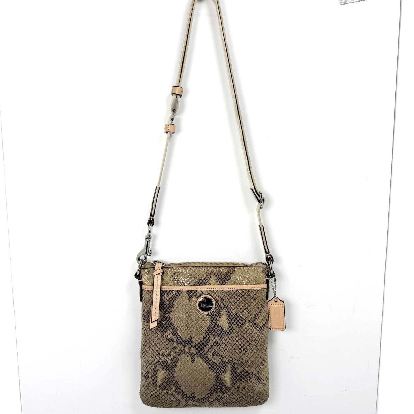 Coach Python Print Swingpack Crossbody Bag Khaki … - image 2