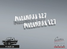 COPPIA ADESIVI PRESPAZIATI INTAGLIATI BIANCHI FIAT 127 MIDIMAXI MORETTI | 41x6,8