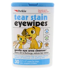 Petkin Pet Eye Wipes, 30 Moist Wipes - Gentle Eye Cleaning Wipes Lot of 2