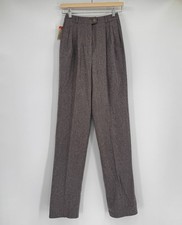 Zanella Vintage 80s Brown Wool Pleated Dress Pants Sz 6 Made in Italy NEW