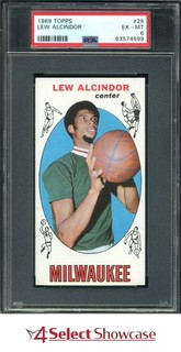 1969 TOPPS #25 LEW ALCINDOR KAREEM ABDUL JABBAR RC HOF PWCC A TOP 30% PSA 6