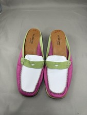 Vintage Sestino by Sesto Colorblock Leather Slip On Mules Size 8.5M Vibram Sole