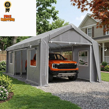 Windproof Carport Canopy Replacement 20'8.7" L x 1'10.99" W x 10'6.3" H, Gray 