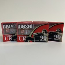 Maxell UR 90 Minute Blank Audio Cassette Tapes Normal Bias Lot of 3 New Sealed
