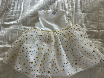 MIA & MIMI BABY GIRL DRESS GOLD STAR TULLE & DIAPER COVER 12 MONTHS NWT