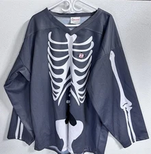 Y2K BODYHYPE Skeleton Hockey Jersey - Gray Mesh - Size XL - Made In Canada