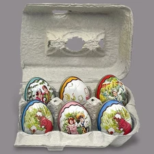 Lot 6 Ian Logan GOLDEN EGGS Litho Tins Empty Swiss Candy Box Vintage Details EUC